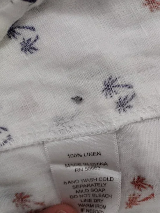 For Cynthia Beachwear Linen Hooded Tunic Sleeveless Palm Print Cover Up - Picture 8 of 8